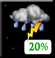 Tonight: Isolated showers and thunderstorms between 8pm and 10pm. Mostly cloudy, with a low around 77. North northwest wind 6 to 10 mph. Chance of precipitation is 20%. New rainfall amounts less than a tenth of an inch possible. Tonight: Isolated Showers And Thunderstorms then Mostly Cloudy