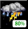 Wednesday Night: Showers and thunderstorms. Mostly cloudy, with a low around 76. North northeast wind 9 to 13 mph. Chance of precipitation is 80%. Wednesday Night: Showers And Thunderstorms